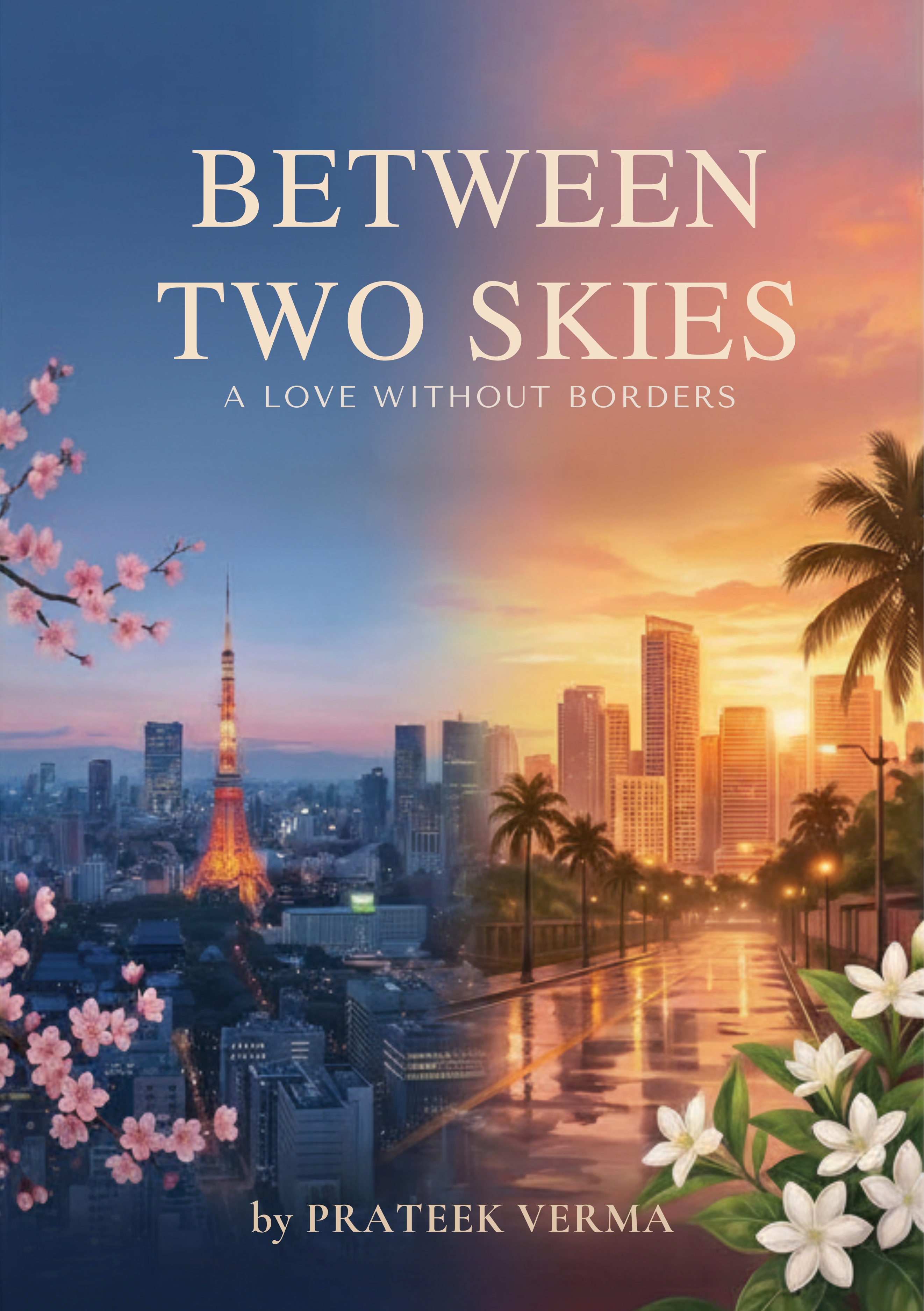 BETWEEN TWO SKIES:A LOVE WITHOUT BORDERS cover by PRATEEK VERMA